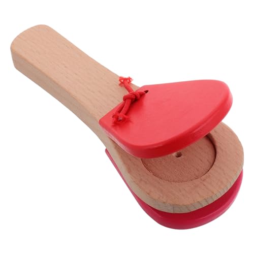 TOYANDONA Orff Instrument Rote Holz kastagnette mit Langem Griff Sicheres Percussion Kleinkinder zur Rhythmusförderung und Musikalischen Früherziehung von TOYANDONA