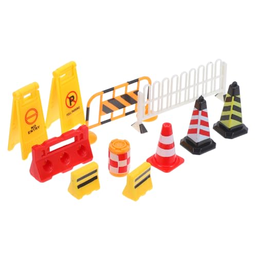 TOYANDONA Pädagogisches Verkehrsschild Spielset für Teiliges Miniatur mit Verkehrszeichen Leitkegel und Straßensperren Fördert Kreatives Rollenspiel Hand Koordination und Logisches von TOYANDONA