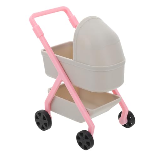 TOYANDONA Partyspiele Kinderwagen Mini-Kinderwagen High Simulationswagen Kinderbuggy Puppenwagen aus Kunststoff Plastik Hellgrau von TOYANDONA