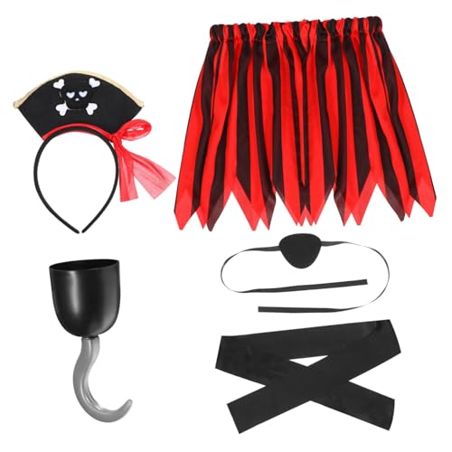 TOYANDONA Piratenkostüm für Mädchen Teiliges Halloween und Rollenspiel Outfit Verstellbarer Taillenumfang Augenklappe und Piraten Haarband für Jährige Mädchen Kreative Verkleidung TOYANDONA Piratenkostüm für Mädchen Teiliges Halloween und Rollenspiel Outfit Verstellbarer Taillenumfang Augenklappe und Piraten Haarband für Jährige Mädchen Kreative Verkleidung von TOYANDONA