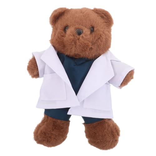 TOYANDONA Plüsch Arztbär mit Weißem Kittel Medizinisches Kuscheltier für Krankenschwestern Medizinstudenten und Waschbarer Abschluss Dankbarkeitsteddy Geschenk für Schule und Geburtstag von TOYANDONA