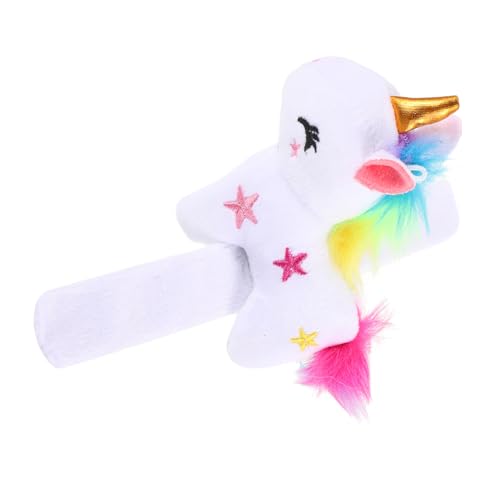 TOYANDONA Plüsch Einhorn Slap Armband Weiches Stofftier Slap Wristband Party Kuscheliges Cartoon Tierarmband Weiß von TOYANDONA