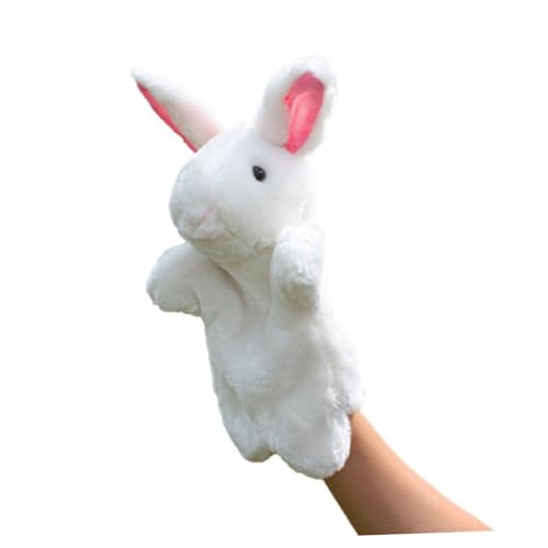 TOYANDONA Plüsch Handpuppe Hase Weiß Kuscheltier für Weiches Sicheres Material Fördert Fantasie und Kommunikation für Interaktives Rollenspiel mit Eltern und Kindern von TOYANDONA