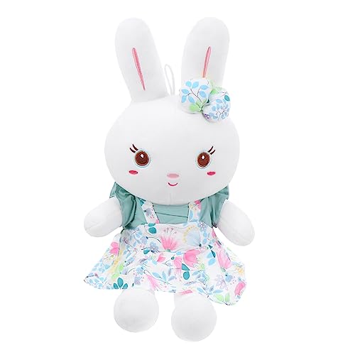 TOYANDONA Osterhasenpuppe Stofffigur Spielzeug Hasenpuppe Mit Kleidung Für Jungen Und Mädchen 60 cm Grüner Plüsch von TOYANDONA