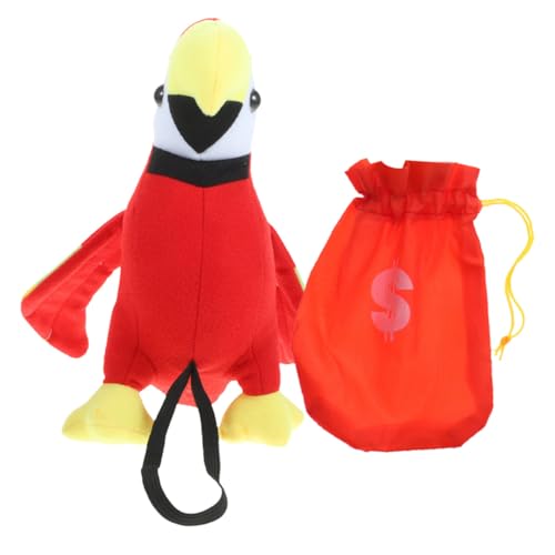 TOYANDONA Plüsch Papagei Schulter Realistische Piratenkostüm Accessoire Teiliges mit Roter Geldbörse für Piratenparty Halloween und Geburtstagsfeiern von TOYANDONA