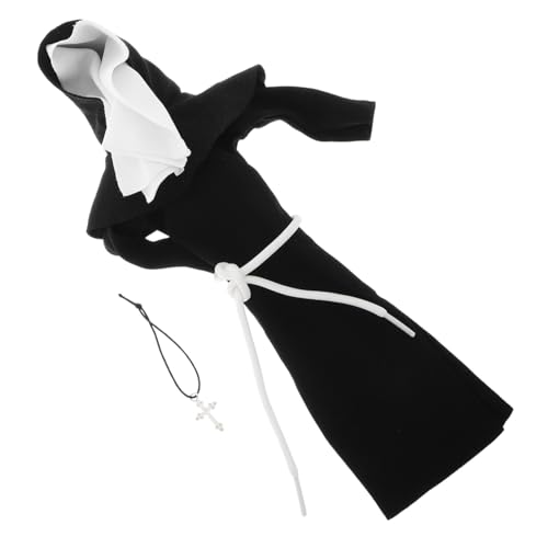TOYANDONA Plüsch Puppenkleidung Nonnenkostüm mit Silberner Halskette für Kirchenrequisiten und Rollenspiel Niedliches Schwarzes Outfit Puppen Einzigartiges Design für Sammlungen und von TOYANDONA