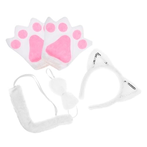TOYANDONA Plüschiges Katzenkostüm Weiß mit Ohr Kopfschmuck Handschuhen und Choker für Cosplay Halloween und Party Leichtes Bequemes Accessoire für Damen und Mädchen TOYANDONA Plüschiges Katzenkostüm Weiß mit Ohr Kopfschmuck Handschuhen und Choker für Cosplay Halloween und Party Leichtes Bequemes Accessoire für Damen und Mädchen von TOYANDONA