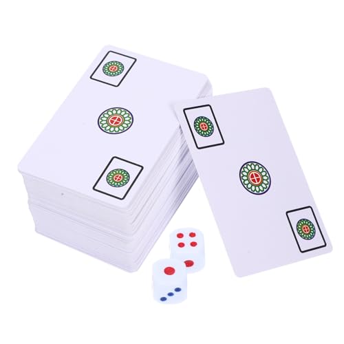 TOYANDONA Praktisches Mahjong Karten mit Würfeln Tragbares Chinesisches Mahjong Kartenspiel Kompaktes Reisespiel für Party Outdoor Camping Familie und Gehirntraining von TOYANDONA