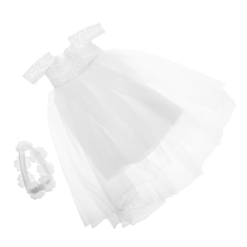 TOYANDONA Puppen Brautkleid Weiß Polyester Elegantes Hochzeitskleid Mädchenpuppen Party Prinzessin Kostüm Zubehör von TOYANDONA