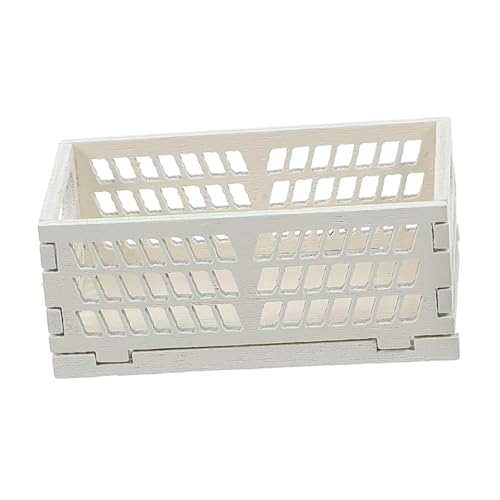 TOYANDONA Puppenhaus-Aufbewahrungsbox Miniatur Badezimmerkörbe Aufbewahrungskörbe Wäschekorb holztruhe klein kleine holzbox Toy Box Puppenzubehör Mikroszenenkörbe hölzern Weiß von TOYANDONA