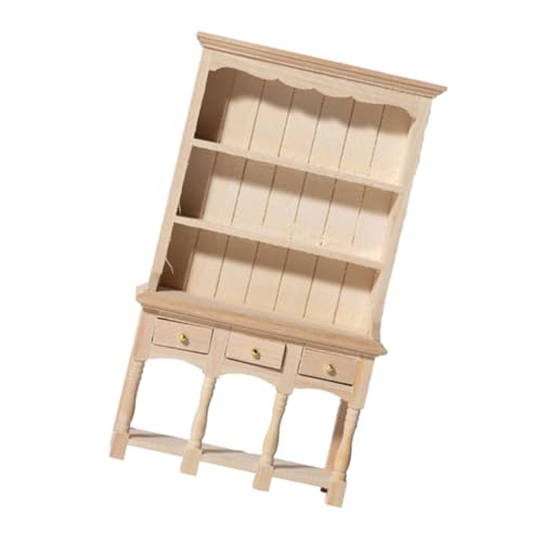 TOYANDONA Puppenhaus-Aufbewahrungsschrank Puppenhaus Bausatz Puppenhausmöbel Mini-Tischspielzeug Miniaturen Geschirr Wohnzimmer Kleiner Schrank Kleiner Hausbausatz Puppensachen Birke Beige von TOYANDONA