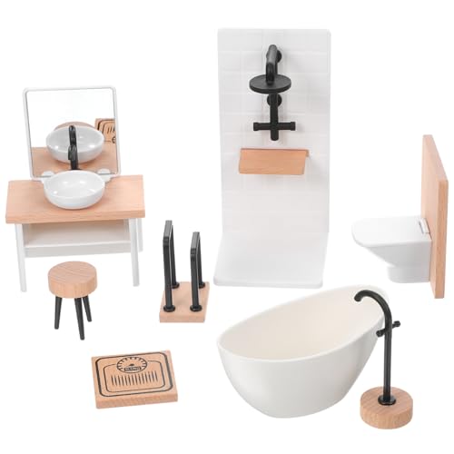 TOYANDONA Puppenhaus Badezimmer Set Miniatur Möbel Modernes Bad mit Badewanne Wc Waschbecken für Kreatives Rollenspiel und Realistische Puppenhaus Dekoration TOYANDONA Puppenhaus Badezimmer Set Miniatur Möbel Modernes Bad mit Badewanne Wc Waschbecken für Kreatives Rollenspiel und Realistische Puppenhaus Dekoration von TOYANDONA