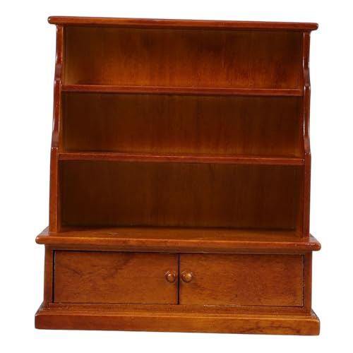 TOYANDONA Puppenhaus Bücherregal Miniaturen Puppenhausmöbel Puppenhaus Mini-bücherregal Minischrank Zum Basteln Miniatur-Dinge Minischrank Für Bücherregal-Modell Dark Brown Holz von TOYANDONA