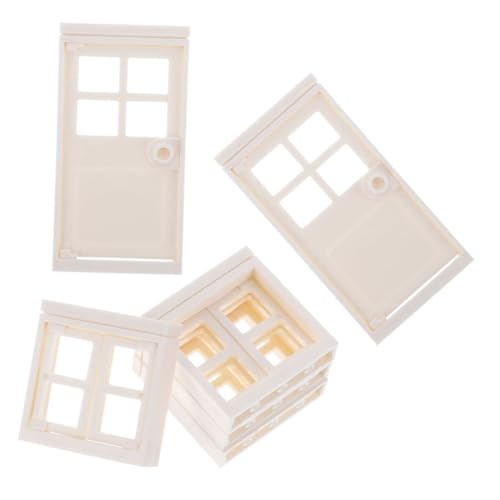 TOYANDONA Puppenhaus Fenster und Tür Set Teiliges DIY Miniatur Kunststoff Modell Zubehör Realistische Details Robustes Material Spiel für Puppenhaus Dekoration von TOYANDONA