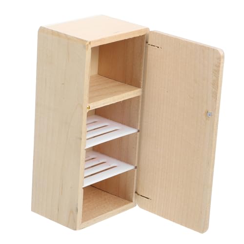 TOYANDONA Puppenhaus-miniaturkühlschrank Mini- -holzkühlschrank Elegantes Miniatur-küchenzubehör Realistisches Design Für Miniaturszenen von TOYANDONA