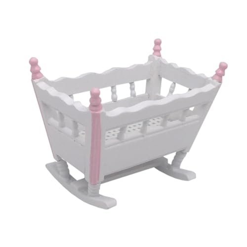TOYANDONA Puppenhaus Mini Holz Modell Miniatur Möbel Zubehör Weiß mit Rosa Rand Kreative Mini für Puppenhaus Dekoration Langlebig und Sicher von TOYANDONA