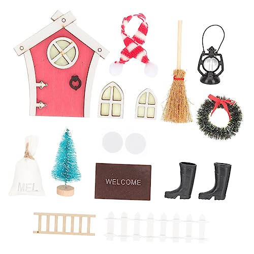 TOYANDONA Puppenhaus Miniatur Tür mit Detailreichen Langlebigen Ornamenten Geeignet für DIY Desktop und Mini Haus Weihnachtsdeko von TOYANDONA