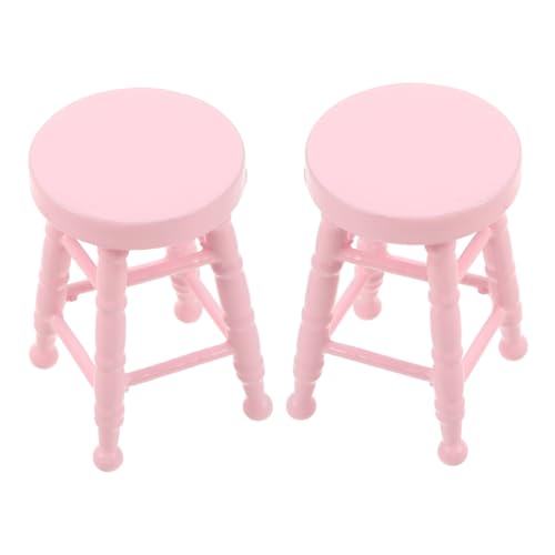 TOYANDONA Puppenhaus Möbel Hochbeiniger Holzstuhl für Micro Szenen Bar Wohnzimmer Dekoration Rosa Langlebig und Kompakt von TOYANDONA