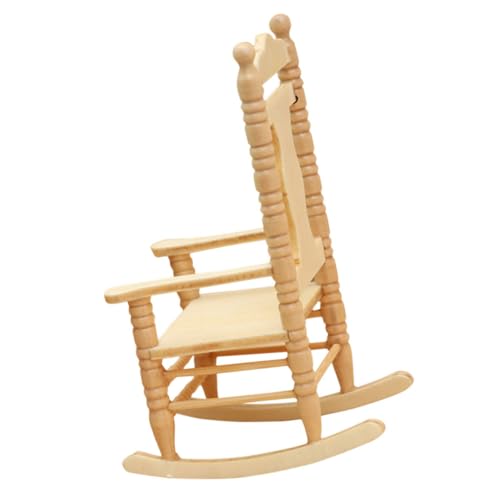 TOYANDONA Miniatur Holzstuhl Für Puppenhaus Vintage Schaukelstuhl Aus Dekoration Für Puppenmöbel Und Miniaturzimmer Ideal Für Kreative Wohnideen von TOYANDONA