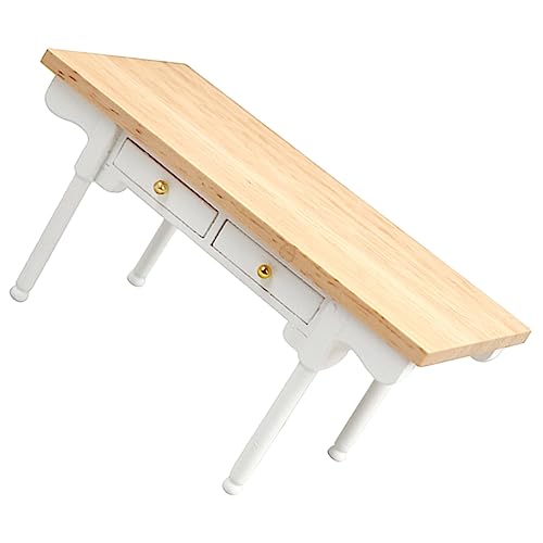 TOYANDONA Puppenhaus Schreibtisch Mini-haustisch Miniatur-tischmodell Miniaturmöbel Miniatur-schreibtischspielzeug Miniatur-tischschmuck Miniatur-schreibtischdekoration Miniaturtisch Holz von TOYANDONA