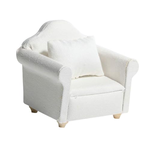 TOYANDONA Puppenhaus Sofa Weiß Realistisches DIY Mini Möbel Modell Sichere Miniatur Sofadekoration für Puppenhaus und Mini Haus Basteln Detailreich und Robust von TOYANDONA