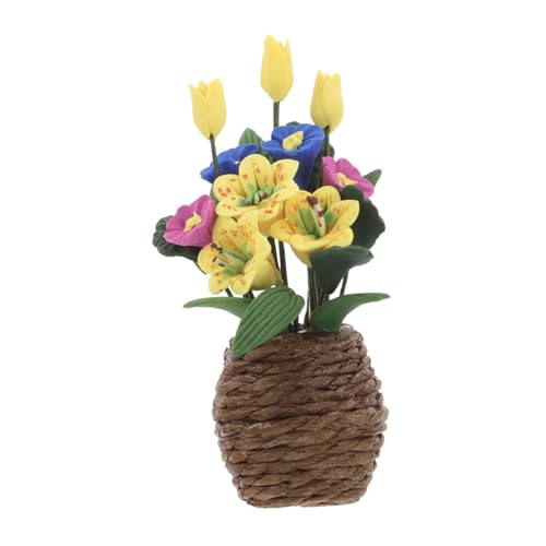 TOYANDONA Puppenhaus Topfpflanze Spielzeughund kleine Blumentopfpflanzen Miniaturpflanzen Badewannen Puppenstube Zubehör Deko für Puppenhaus Kleiner Harzbonsai Puppenhaus botanisches von TOYANDONA