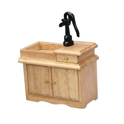 TOYANDONA Puppenhaus Waschbecken Puppenhausmöbel-waschbeckenschrank Häuser Artikel Puppenhausmöbel Kinderspielzeug Miniatur Waschbeckenschrank Mini- Küchenspüle Im Puppenhaus Modern Holz von TOYANDONA