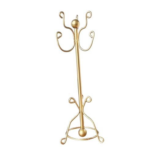 TOYANDONA Puppenhauskleidung Rack Mini-Garderobe Vintage Puppenhausmöbel Puppenhausspielzubehör Dollhouse Mini Hat Rack Golden von TOYANDONA