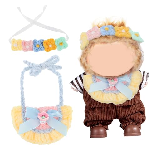 TOYANDONA Puppenkleider Set Teilig mit Gestricktem Blumenstirnband und Niedlicher für Puppen als Foto Requisiten und Babylätzchen Zubehör von TOYANDONA