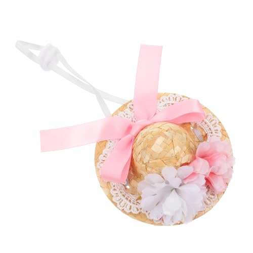 TOYANDONA Gewebter Rattanhut für Puppen Kleiner Hut für Sommer Blumenhut mit Schleife Innendurchmesser 4cm Puppenzubehör für Puppenpartys und Fotografie von TOYANDONA