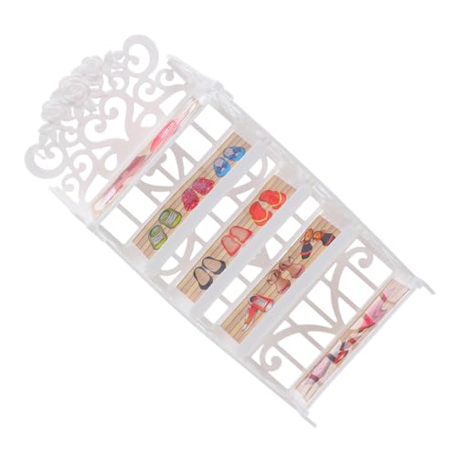 TOYANDONA Puppenschuhschrank Puppenhaus Miniatur Mädchen Schuhe Zubehör puppenmöbel Puppen Schuhständer Puppen Schuhorganizer Mini- Mini-Schuhregalmodell Abs Weiß von TOYANDONA