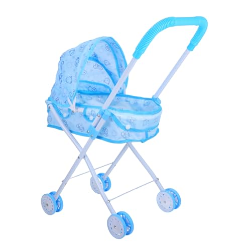 TOYANDONA Puppenwagen Kinderwagen Mädchen Buggy gefälscht einkaufswagen vorgeben Puppe süßer Kinderwagen beweglicher Kinderwagen Zubehör für Babypuppen Eisen Sky-Blue von TOYANDONA