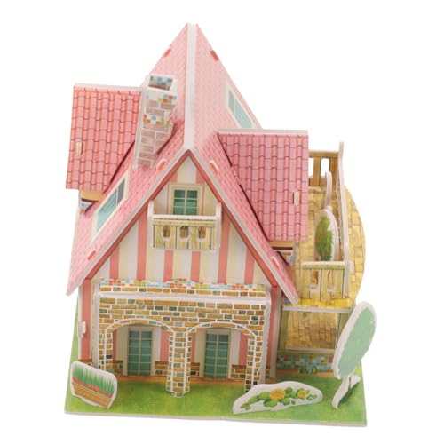 TOYANDONA Puzzle Bastelset DIY Kleines Haus Modell Bausatz Karton Jahre Cartoon Villa Bauspielzeug für Jungen Mädchen Kindergarten von TOYANDONA