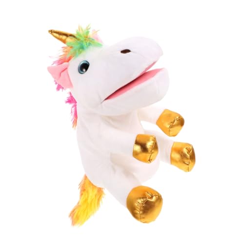 TOYANDONA Realistische Einhorn Handpuppe aus PP Baumwolle Interaktives Kinderspielzeug für Fantasievolle Rollenspiele Pädagogisch und Langlebig für Kindergeburtstage und von TOYANDONA