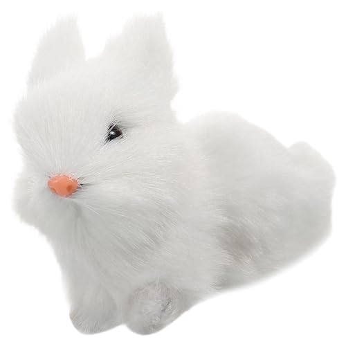 TOYANDONA Realistisches Ostern Plüschtier Hase Weiß Weiches Kuscheltier Kaninchen Figurine Handgefertigt Lifelike Osterdeko für Zuhause Niedliches zu Geburtstagen und Feiertagen von TOYANDONA