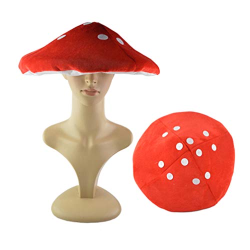 TOYANDONA Rote Pilz Hut Baskenmütze Lustige Neuheit Hut Lolita Kawaii Pflanze Cosplay Kappe (Weiß Und Rot) von TOYANDONA