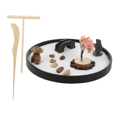 TOYANDONA Rundes Sandtisch Deko aus Resin Miniatur Mikrolandschaft für Garten und Wohnraumdekoration Entspannendes Zen Geeignet für Desktop Hochzeit Yoga Club und von TOYANDONA