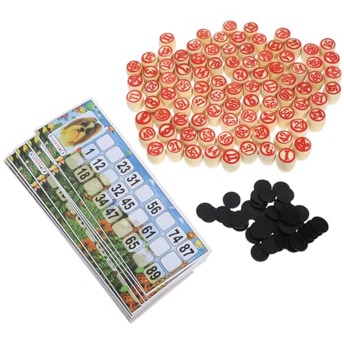 TOYANDONA Russisches Lotos-Brettspiel Bingo-Karten-Set Holz Russisches Bingo-Spiel Russisches Lotos-Familienspiel Für Erwachsene Russisches Lotto-Spielzubehör von TOYANDONA