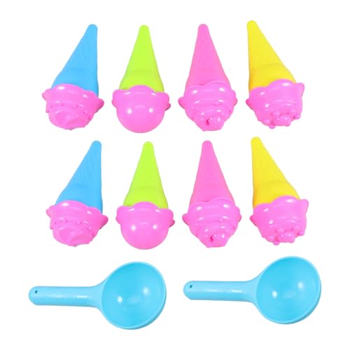TOYANDONA Sandspielzeug Teilig Bunte Plastik Eiscreme Eistüten mit Deckeln und Löffeln Sandformen für Strand und Sandbox Langlebig Leicht zu Reinigen Kreatives Outdoor von TOYANDONA