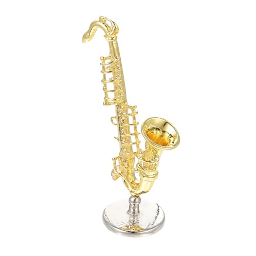 TOYANDONA Saxophon-Modell wohnungseinrichtung wohnungsdeko Dekorative Musikinstrumente puppenhauszubehör Modellbau Mikrolandschaftsornament Simulationsinstrument Ornament Legierung von TOYANDONA