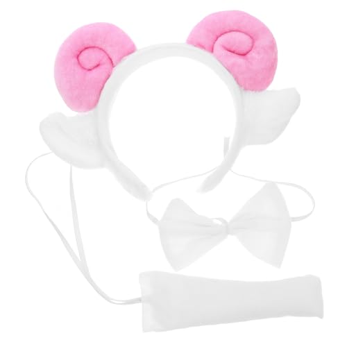 TOYANDONA Schaf Kostüm Haarreif Set Damen mit Plüsch Hörnern und Fliege Leichtes Cosplay Zubehör für Halloween Karneval Party und Tierkostüme Erwachsene von TOYANDONA
