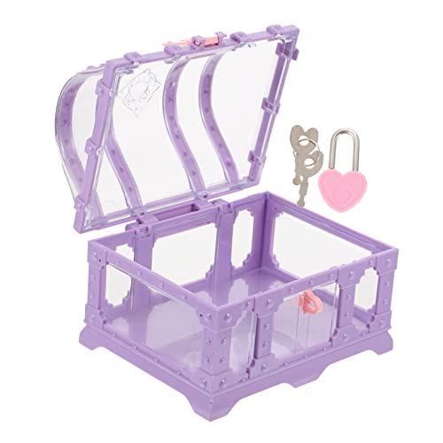TOYANDONA Schatzkiste Schloss Mittelgroße Piratenschatztruhe für Spielzeugaufbewahrung Transparent Aufbewahrungsbox für Kleine Spielzeuge und Edelsteine von TOYANDONA