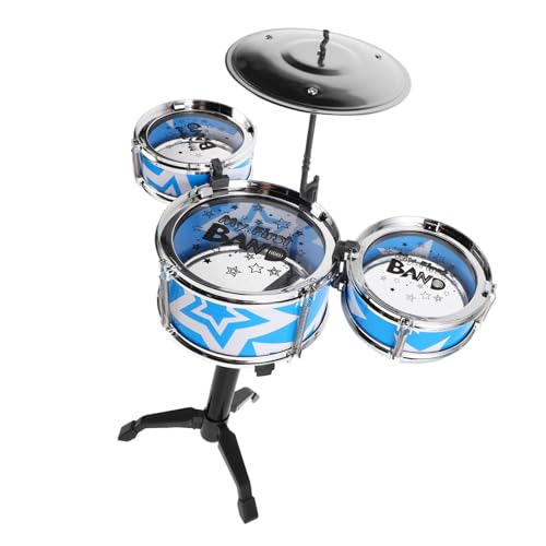 TOYANDONA Schlagzeug Set Blau mit Silberrahmen Anfängertrommel für Frühe Musikalische Früherziehung Vielseitiges Musikspielzeug zur Rhythmusförderung und Spielerischem Lernen für Jungen und von TOYANDONA