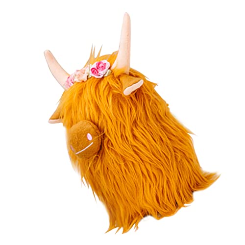 TOYANDONA Schottische Hochlandkuhpuppe Plüschkuhpuppe Stoffpuppe Flauschige Kuh Stofftier Bauernhoftier Kuscheltiere Kuhplüsch Realistische Kuscheltiere Realistische Tiere Stoff von TOYANDONA