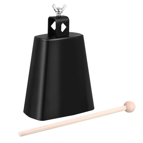 TOYANDONA Schwarze Kuhglocke Musical Pädagogisches Musikalisches Musikalische Kuhglocke Krachmacher Mit Stock Kuhglocke Aus Metall Drumset-Percussion Schlaginstrument Black Hölzern TOYANDONA Schwarze Kuhglocke Musical Pädagogisches Musikalisches Musikalische Kuhglocke Krachmacher Mit Stock Kuhglocke Aus Metall Drumset-Percussion Schlaginstrument Black Hölzern von TOYANDONA