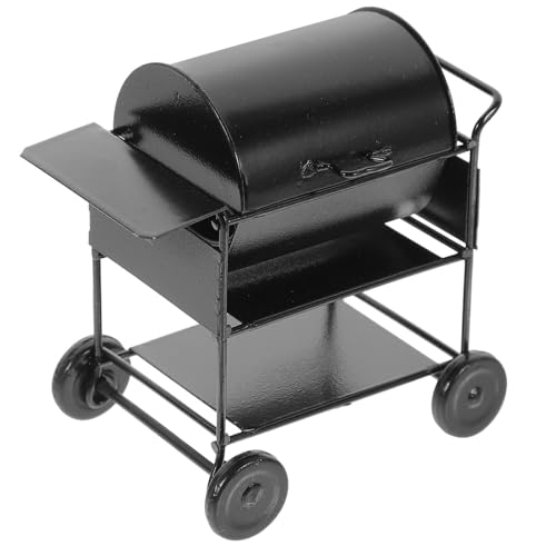 TOYANDONA Schwarzer Kleiner Grill Miniaturgrill Eisen Minihaus Grillgrill Minihaus Küchenrequisite von TOYANDONA