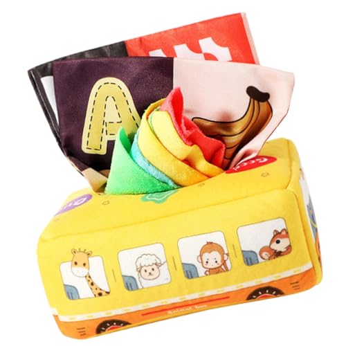 TOYANDONA Sensorisches Taschentuchbox für Junge Mädchen Jahr Montessori Kuscheltuch mit Buntem Bus Design Geräuschaktiv Reißfest Fördert Farberkennung und Motorische Fähigkeiten TOYANDONA Sensorisches Taschentuchbox für Junge Mädchen Jahr Montessori Kuscheltuch mit Buntem Bus Design Geräuschaktiv Reißfest Fördert Farberkennung und Motorische Fähigkeiten von TOYANDONA