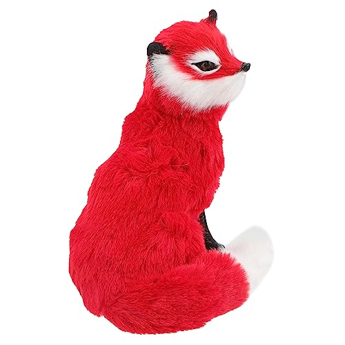 TOYANDONA Simulation Fuchs Modell Cartoon- Kronleuchter Baldachin Bausatz Futterspender Kaninchen Zu Hause Esstisch Hase Kleine Tasche Als Schlüsselanhänger Frosch REH Kunstpelz Rot von TOYANDONA