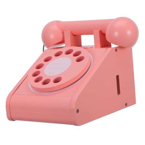TOYANDONA Simulation Plattenspieler Telefon Simuliertes Telefon Spielhaus Logisches Mädchen Eltern Kind Interaktives Spielhaus Zubehör Holz Rosa von TOYANDONA