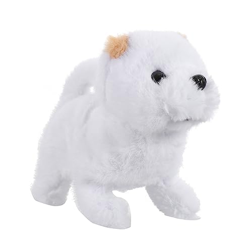 TOYANDONA Simulation Pommern interaktives kinderspielzeug ostergeschenke wohnzimmerdeko geschenktasche Ostern funnytoys Hundespielzeug bellen Plüschhundemodell chemische Faser Weiß von TOYANDONA